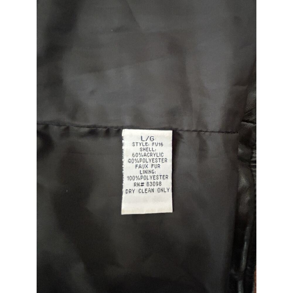Ci Sono Black Vegan Leather/Faux Chevron Fur Vest Women's Size Large Biker Chic - Picture 8 of 10